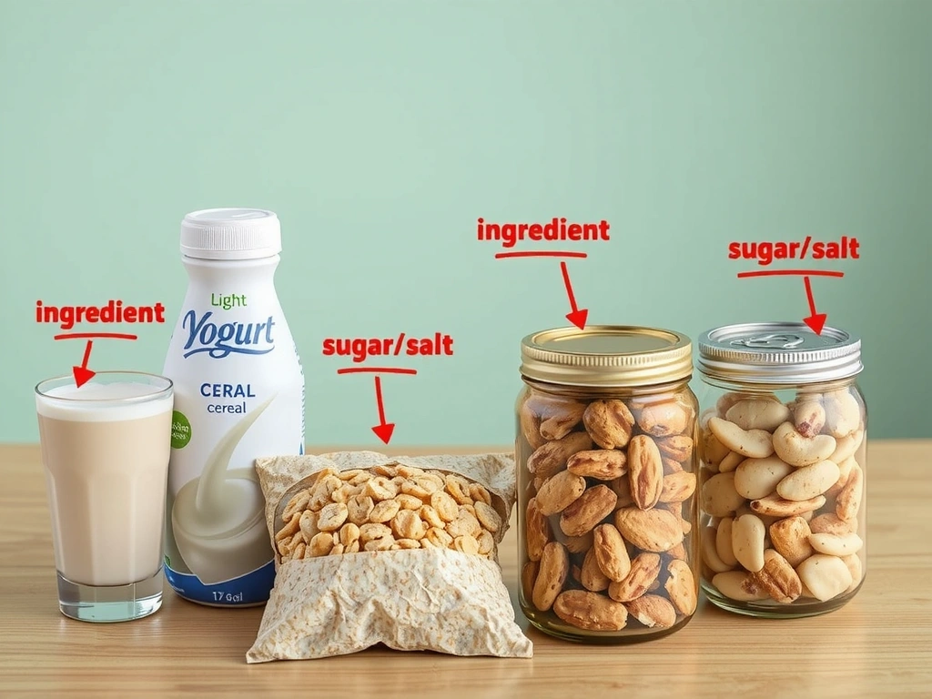 Collage van supermarkt producten met annotaties