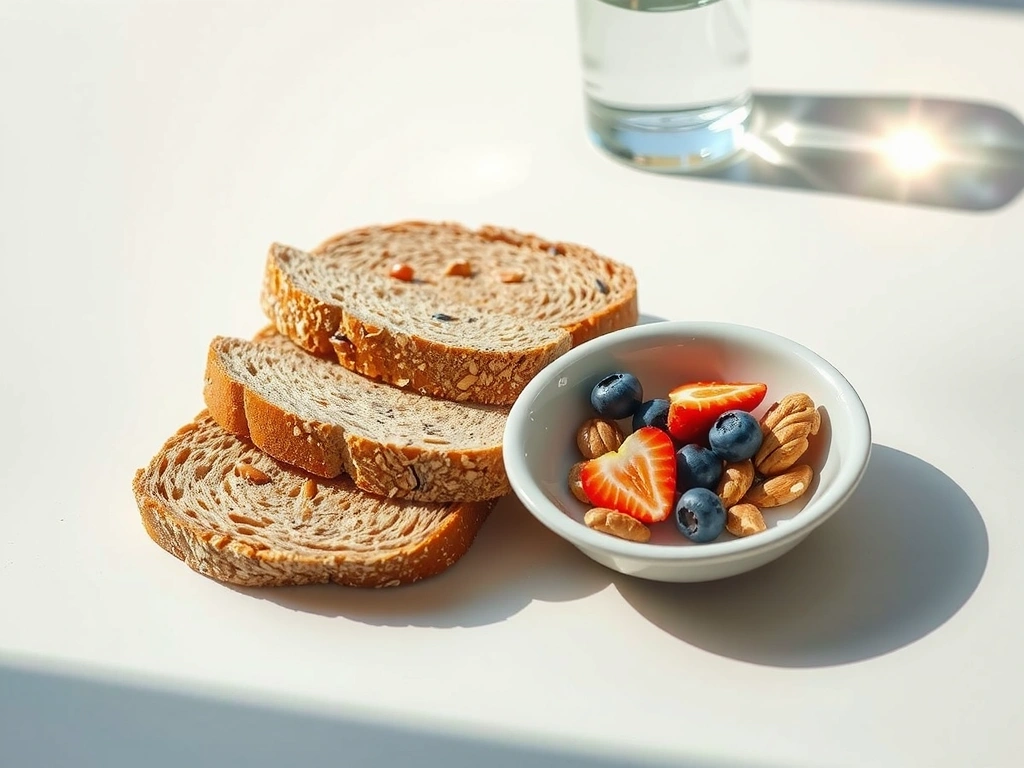 Herkenbaar ontbijt met noten en volkoren brood