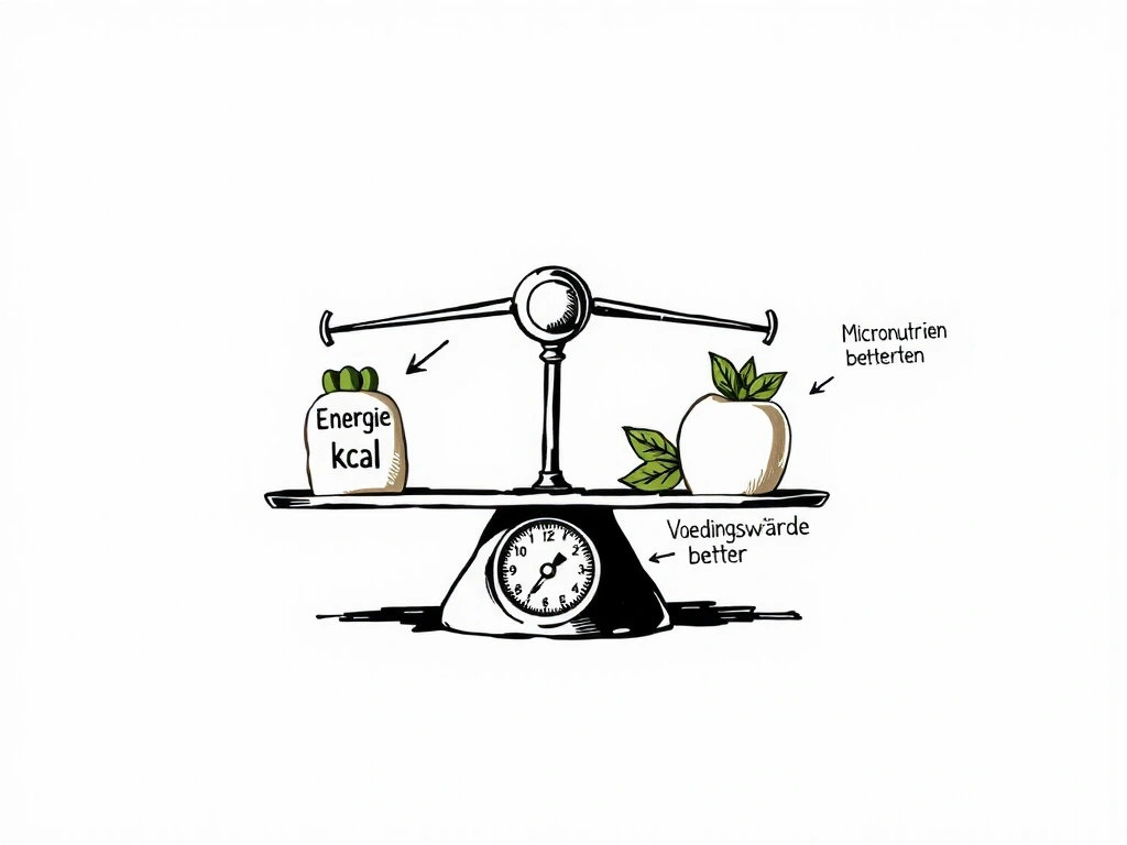Schematische uitleg van energie vs voedingswaarde